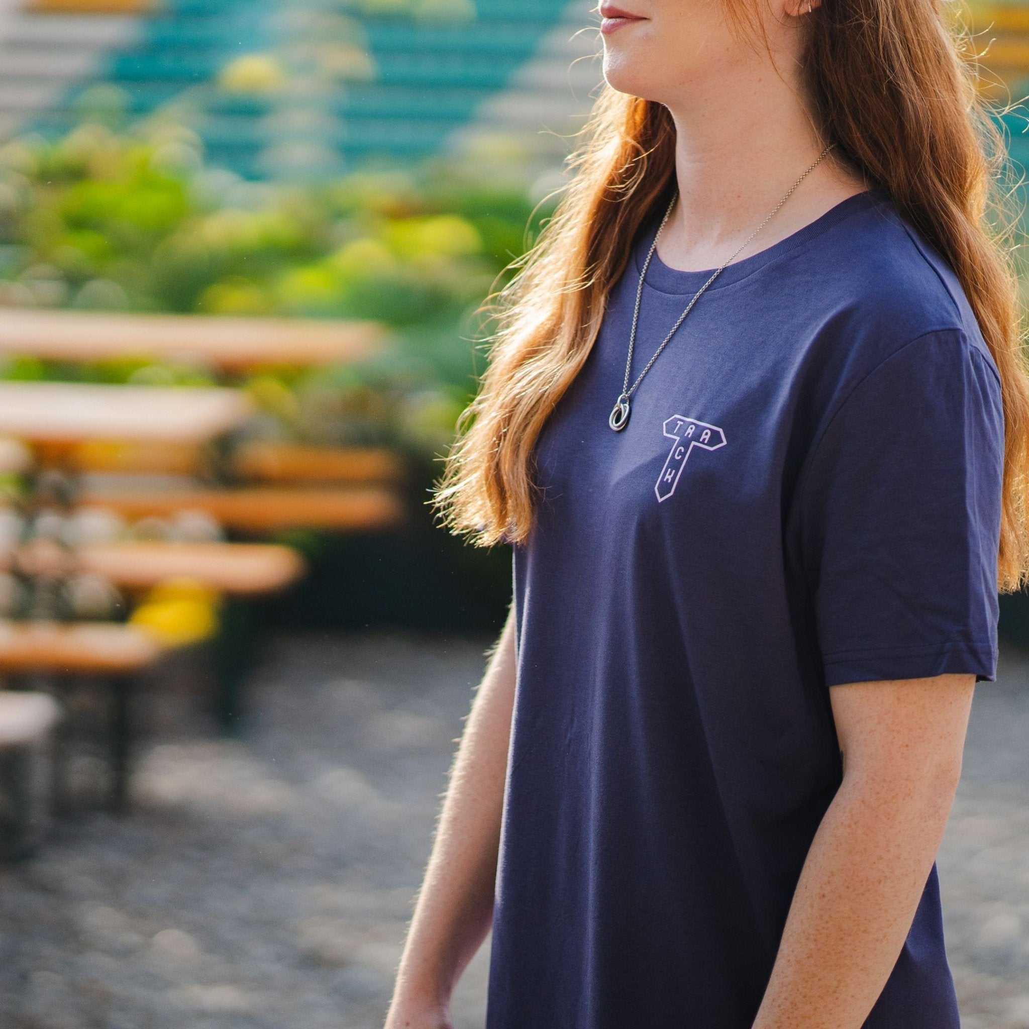 Track Logo & Shield Tee - Indigo Hush & Lilac - Track Brewing Company Limited